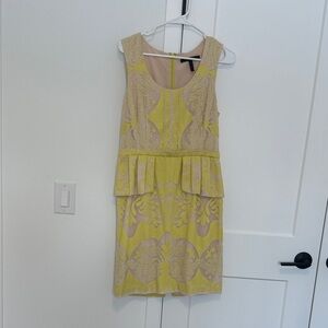 BCBGMaxAzria Yellow and Cream Lace Dress